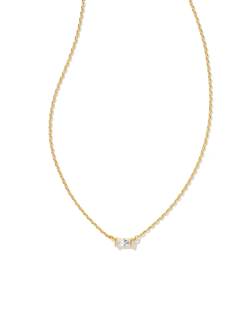 Juliette Gold Pendant Necklace in White Crystal by Kendra Scott