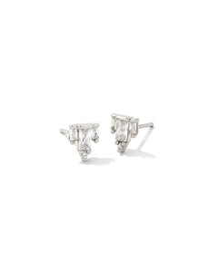 Cailin Gold Crystal Hoop Earrings in White Crystal