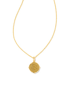 Letter B Gold Disc Reversible Pendant Necklace in Iridescent Abalone by Kendra Scott