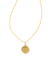 Load image into Gallery viewer, Letter E Gold Disc Reversible Pendant Necklace in Iridescent Abalone by Kendra Scott