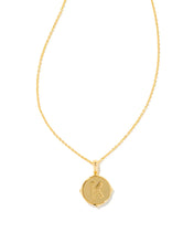 Load image into Gallery viewer, Letter K Gold Disc Reversible Pendant Necklace in Iridescent Abalone by Kendra Scott
