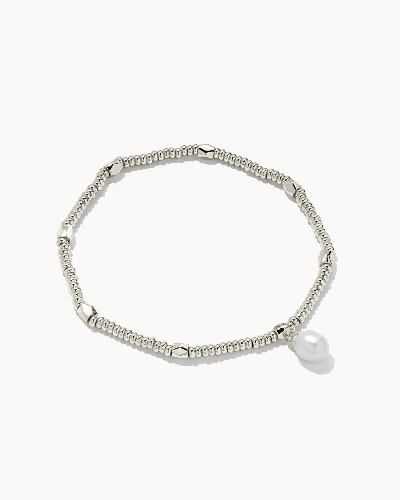 Lindsay Silver Stretch Bracelet in White Pearl by Kendra Scott