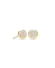 Load image into Gallery viewer, Nola Gold Stud Earrings in Iridescent Drusy by Kendra Scott