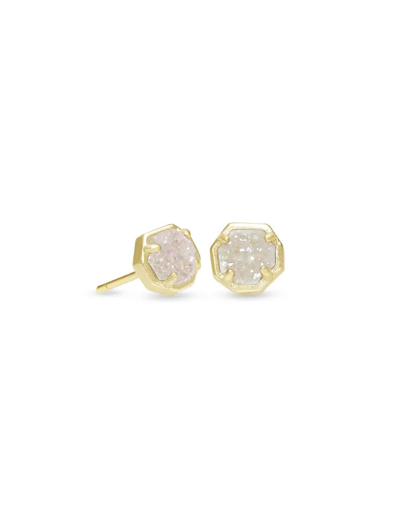 Nola Gold Stud Earrings in Iridescent Drusy by Kendra Scott