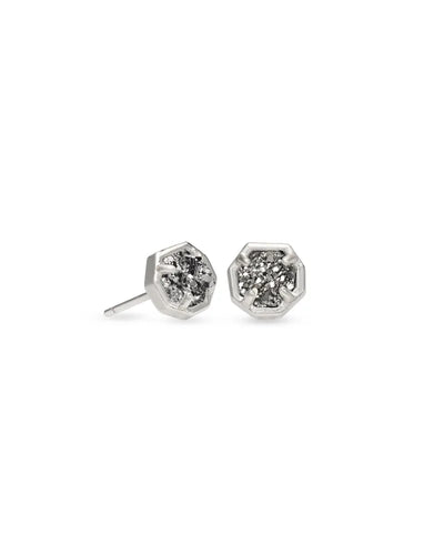 Nola Silver Stud Earrings in Platinum Drusy by Kendra Scott