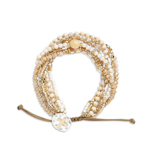 Beaded Prayer Bracelet - Champagne