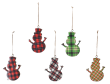 Load image into Gallery viewer, Ganz Plaid Snowman Ornament