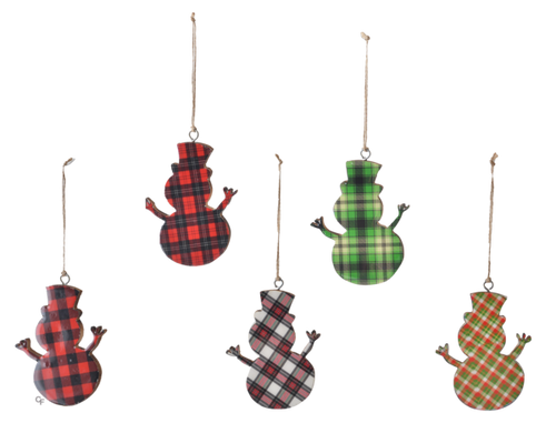 Ganz Plaid Snowman Ornament