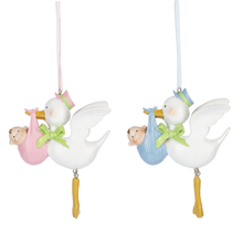 Load image into Gallery viewer, Ganz Stork &amp; Baby Ornament