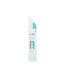 Load image into Gallery viewer, Swig Reusable Straw Set - Clear + Aqua (Short)