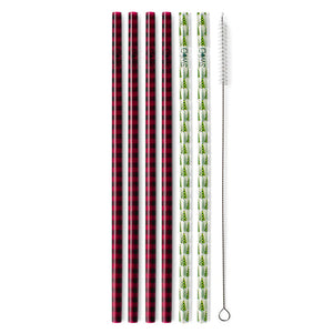 Swig Reusable Straw Set - Buffalo Plaid + Trees