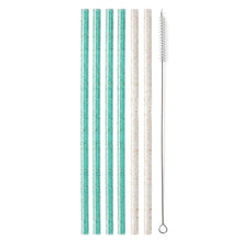 Load image into Gallery viewer, Swig Reusable Straw Set - Glitter Clear + Aqua