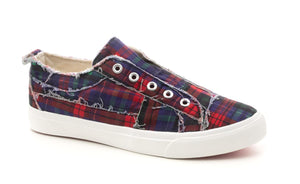 Corky's Babalu Navy Tartan Slip on Sneakers