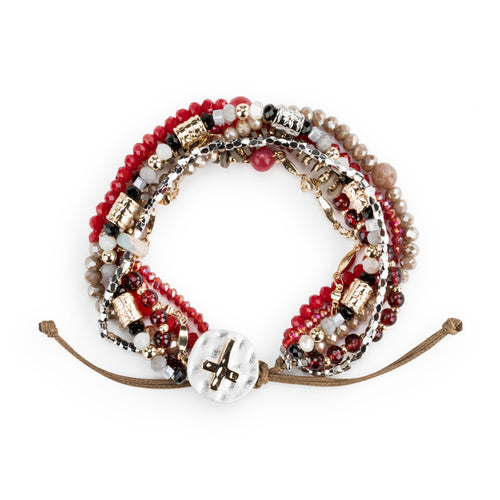 Beaded Prayer Bracelet - Garnet