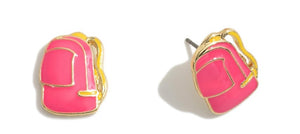 Pink Bookbag Stud Earrings